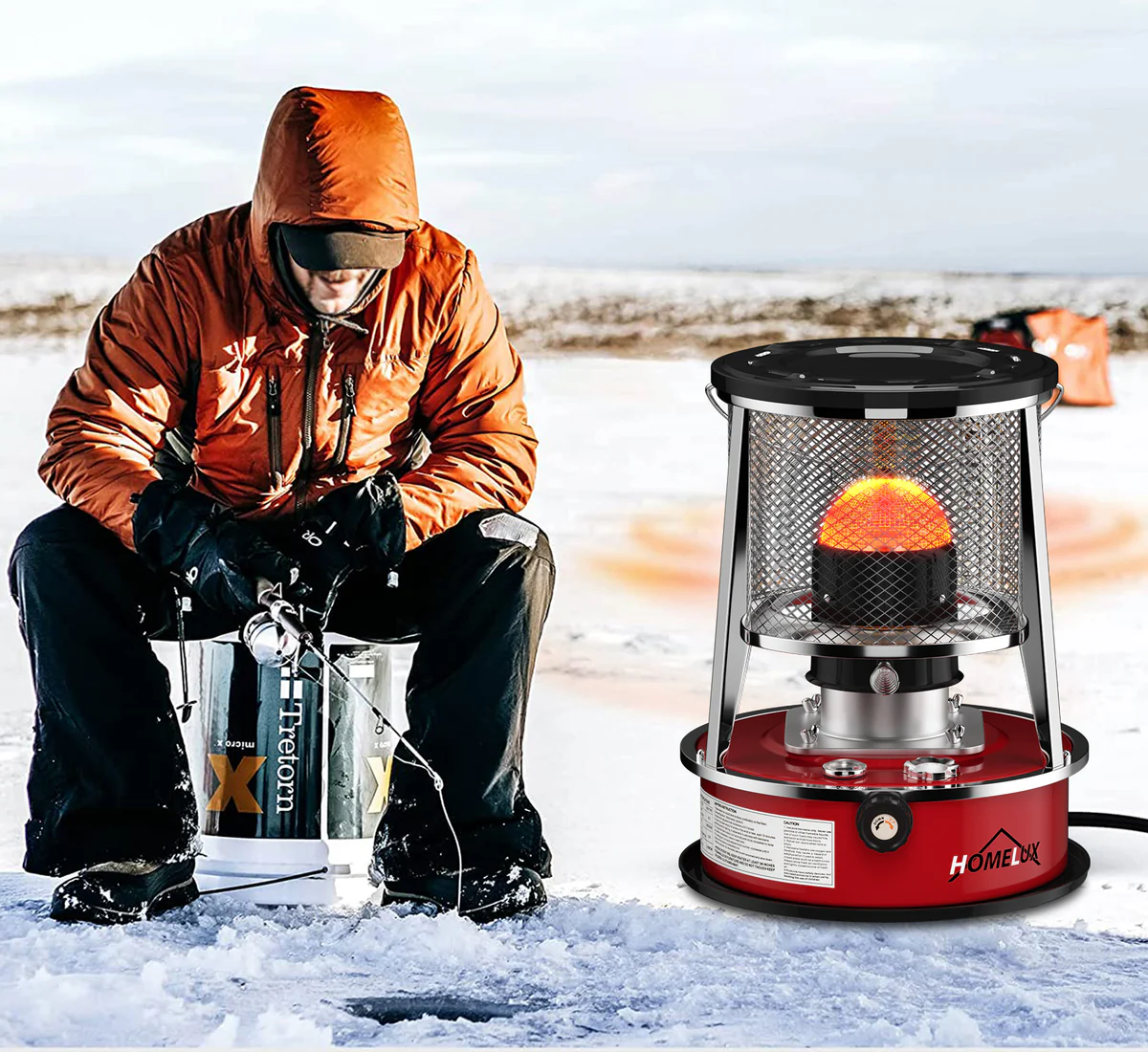 Homelux Petroleumofen mit Tragetasche – Kompakter Notofen für Innen- und Außenbereich – 2600W – Inklusive Brennstoffstandanzeige