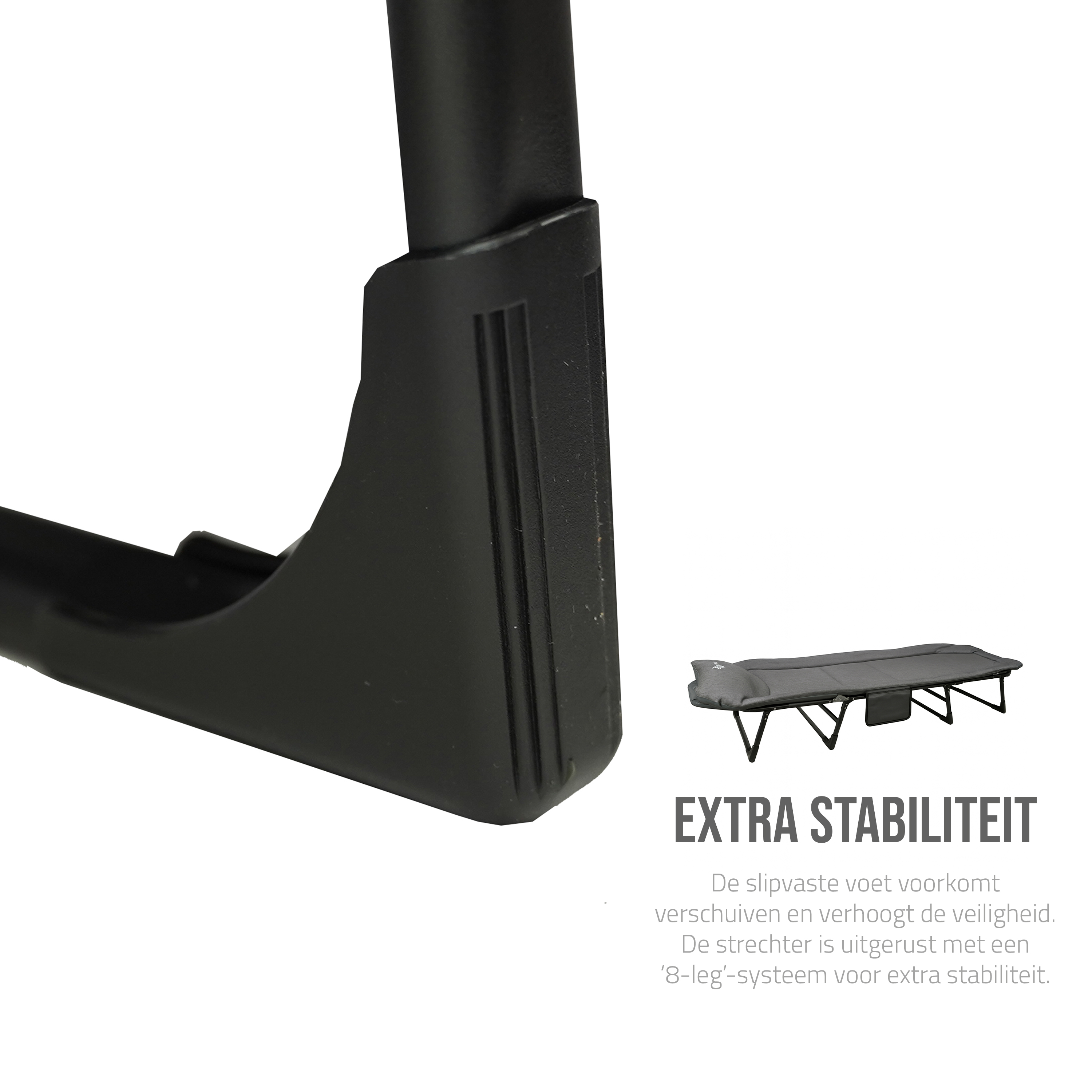 Eurocatch Faltbare Campingliege – Verstellbares Feldbett mit 5-fach Rückenlehne, 4 stabilen Klappbeinen, Seitentasche, gepolstertem Kopfteil – Kompakt & Bequem – 195×65×27 cm