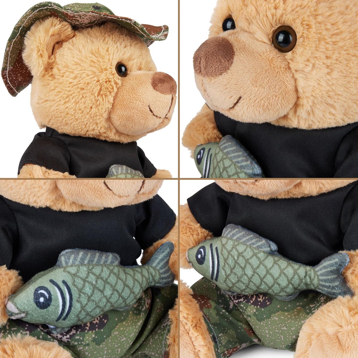 BRUBAKER Teddybär Fischer mit Fisch und Fischerhut