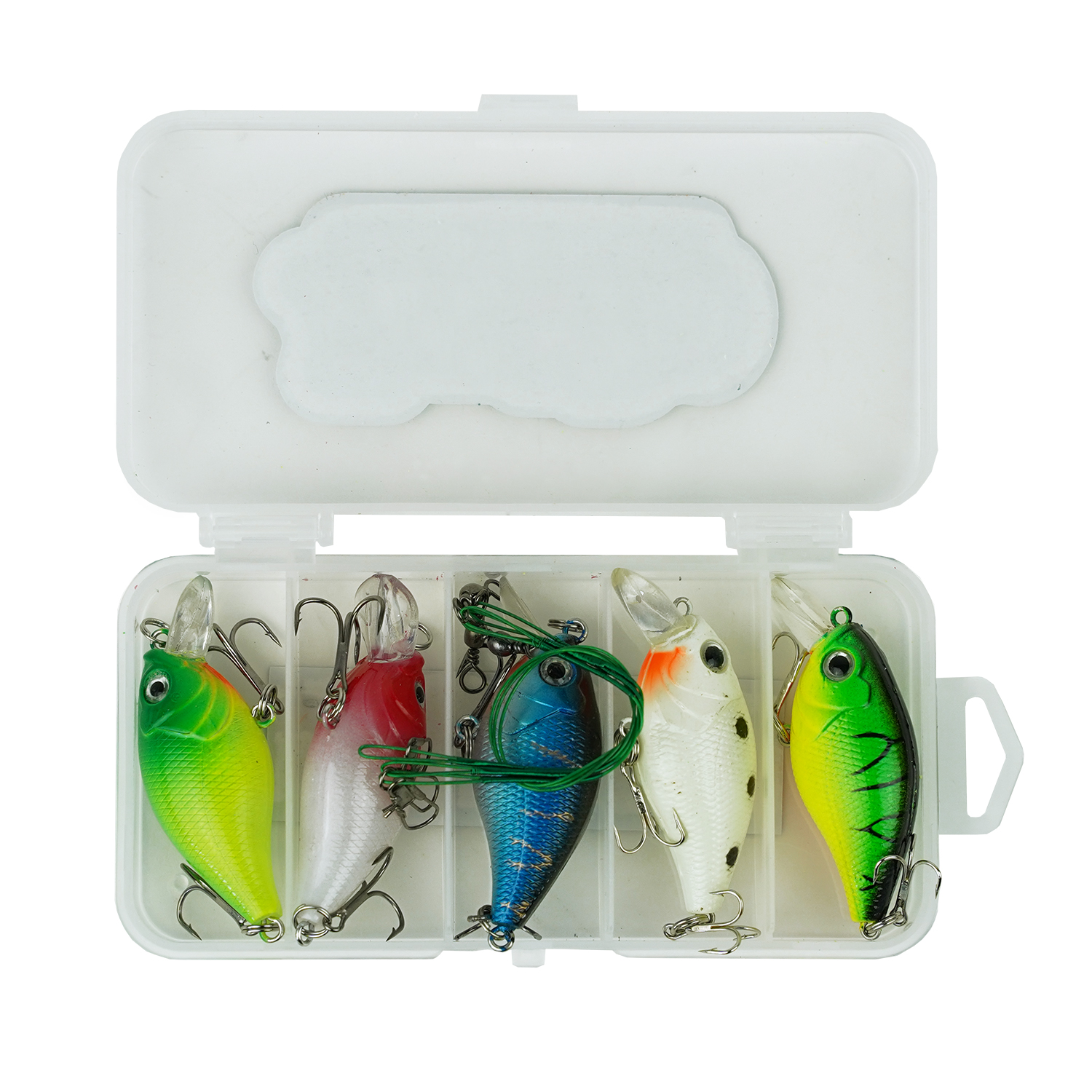 Fish-Xpro Angelköder-Set – 5-teilig – Köder-Set – Wobbler – Drillinge – inkl. Stahlvorfächer – Tacklebox – Raubfisch – Zander