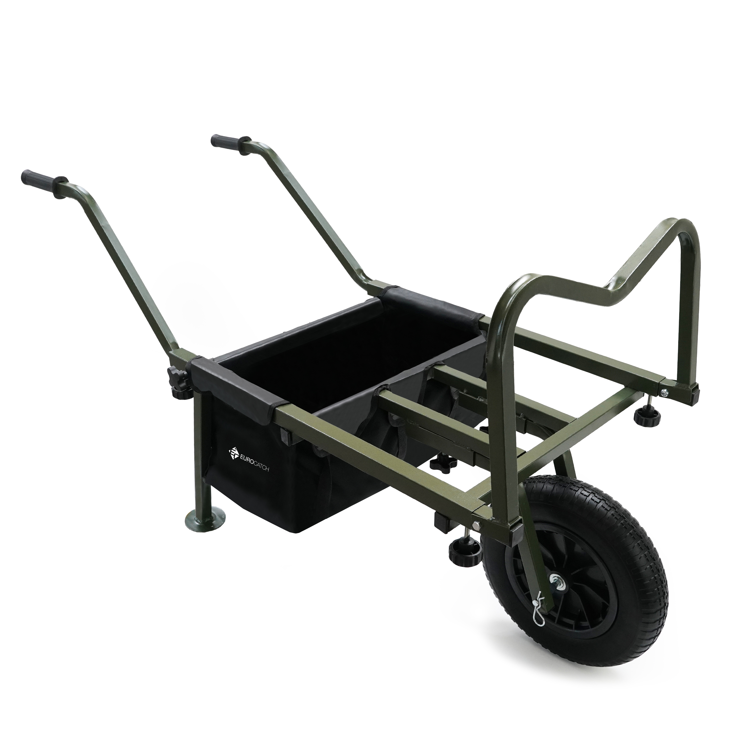  Eurocatch XXL Barrow + Full PU-Rad | Angelwagen mit Tasche | Transportkarre |