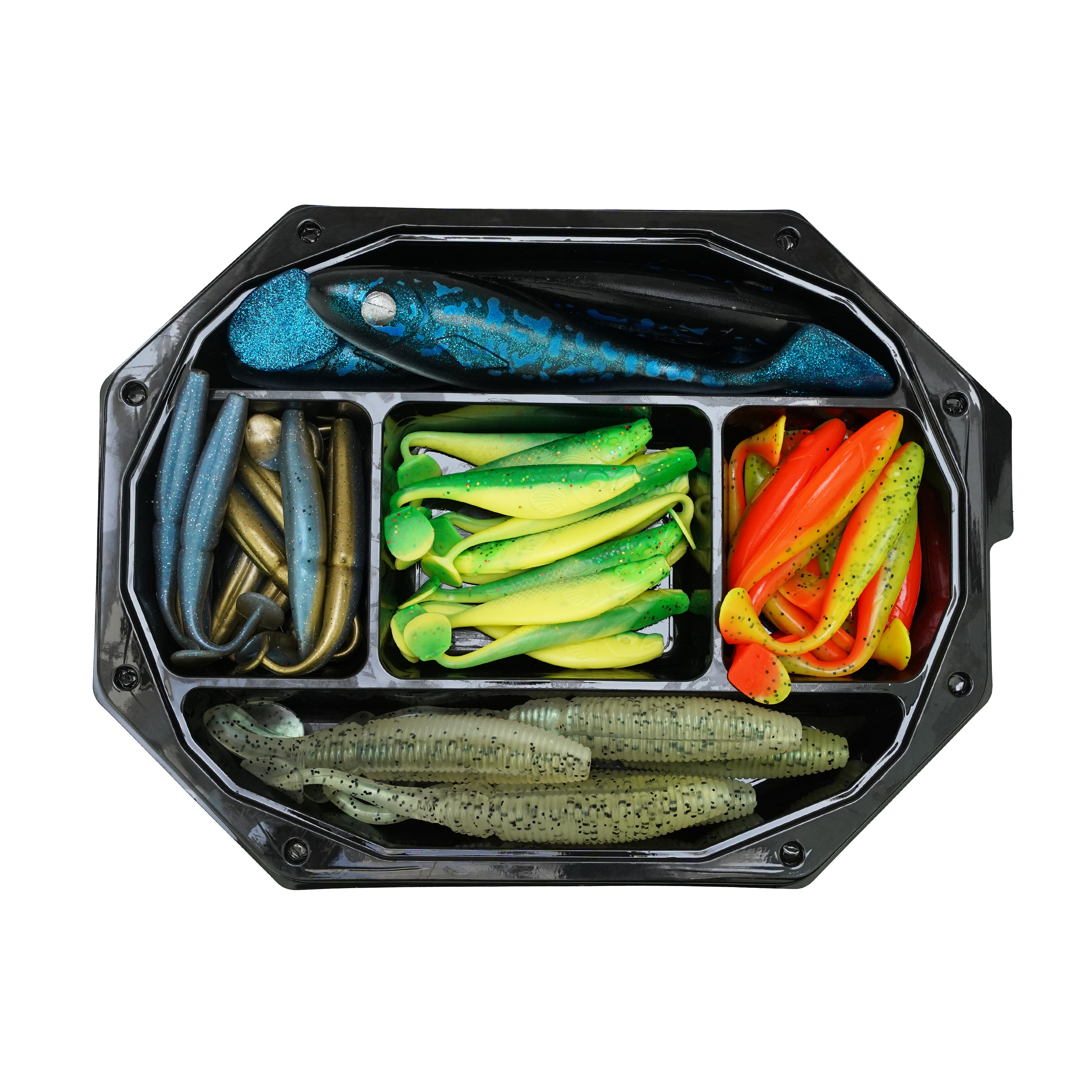 Fishxpro Gummiköder-Set Natur – Klares Wasser – 7 bis 20 cm – +/- 35 Stück