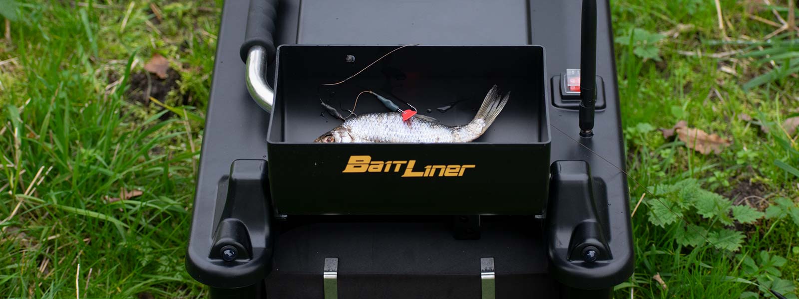 Angeln mit totem Köderfisch mit einem Futterboot