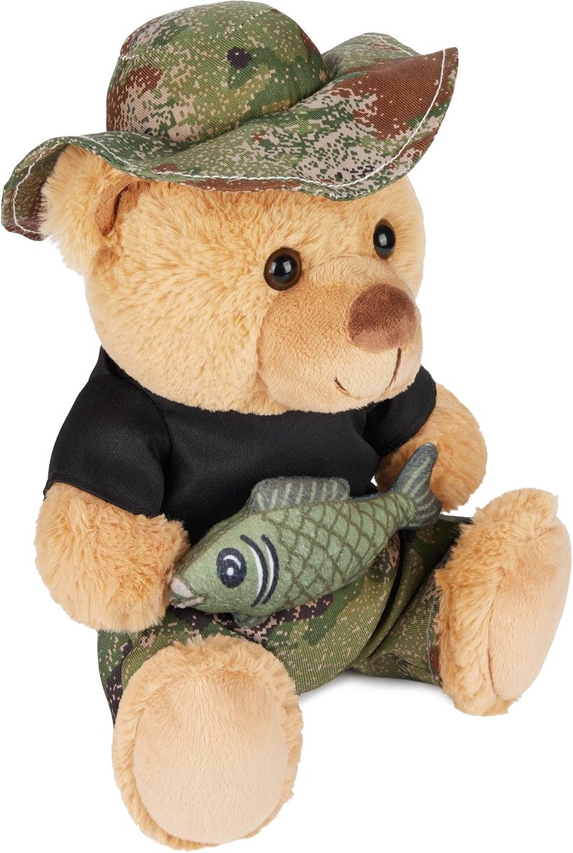 BRUBAKER Teddybär Fischer mit Fisch und Fischerhut