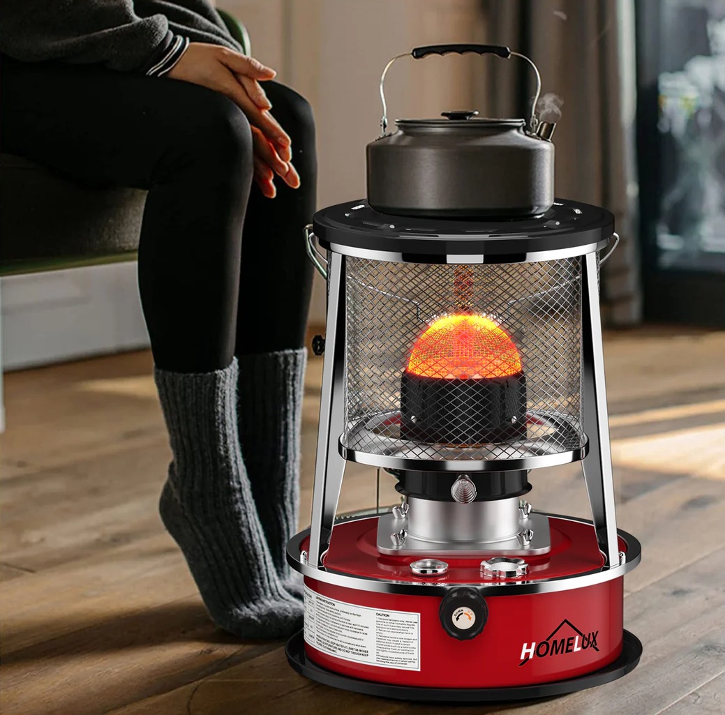 Homelux Petroleumofen mit Tragetasche – Kompakter Notofen für Innen- und Außenbereich – 2600W – Inklusive Brennstoffstandanzeige