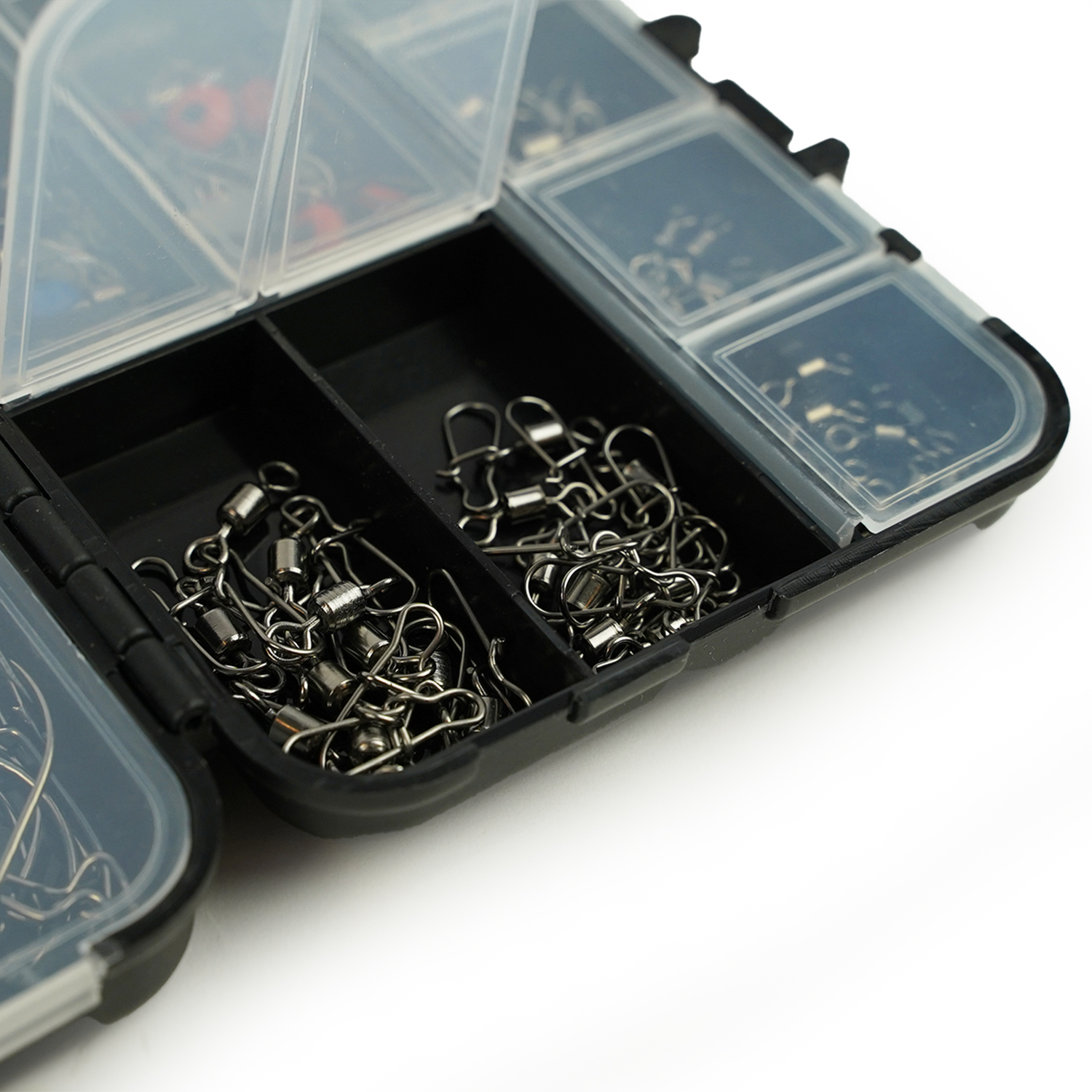 Fish-Xpro Hook&Swivel Set - 177-teilig - Angelhaken - Wirbel - Angelgewichte - inkl. Tacklebox