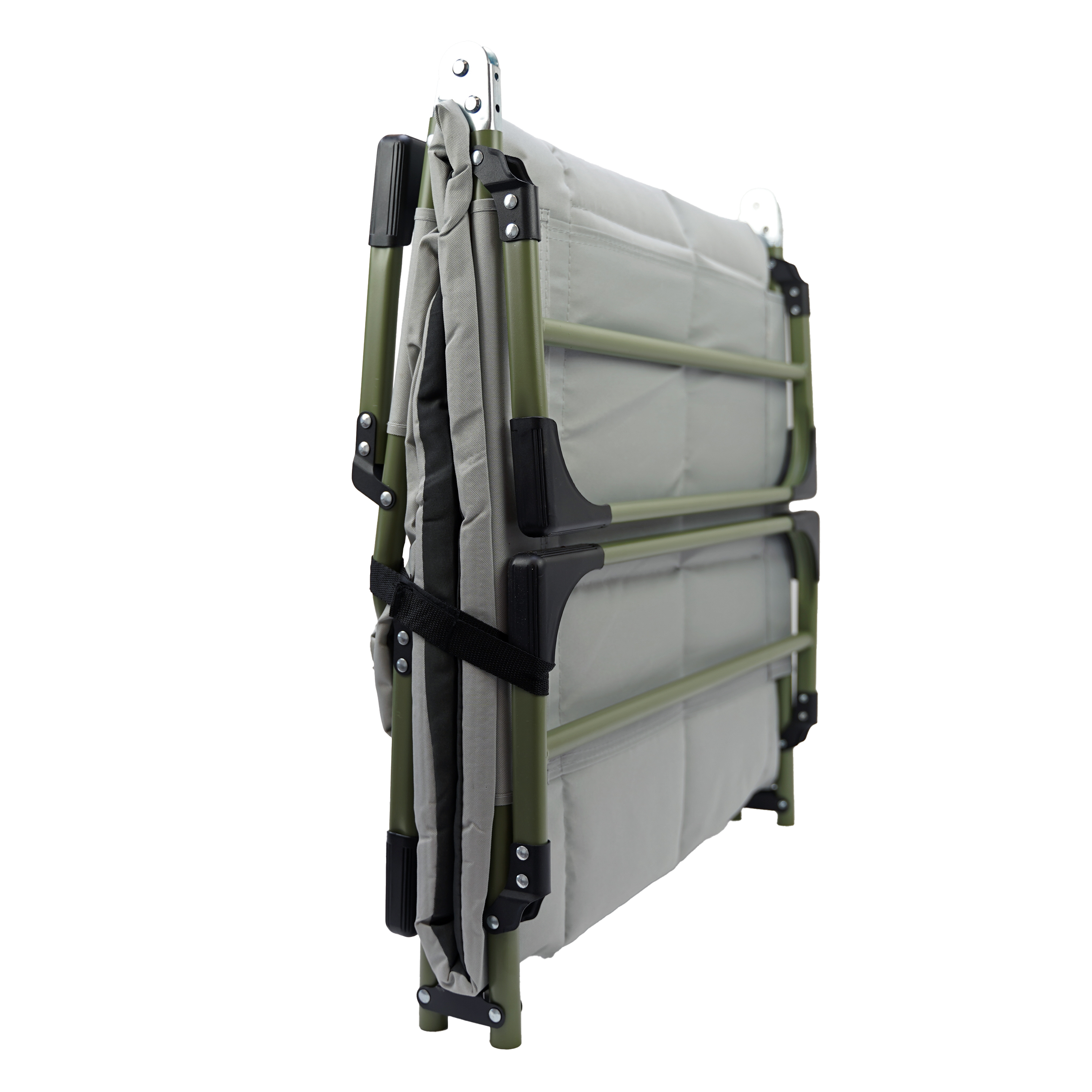 Eurocatch Karpfenliege Bedchair – 8-beiniges, verstellbares Campingbett mit 5-fach verstellbarer Rückenlehne, gepolstertem Kopfteil, Seitentasche & klappbar – Grün – 195×65×27 cm