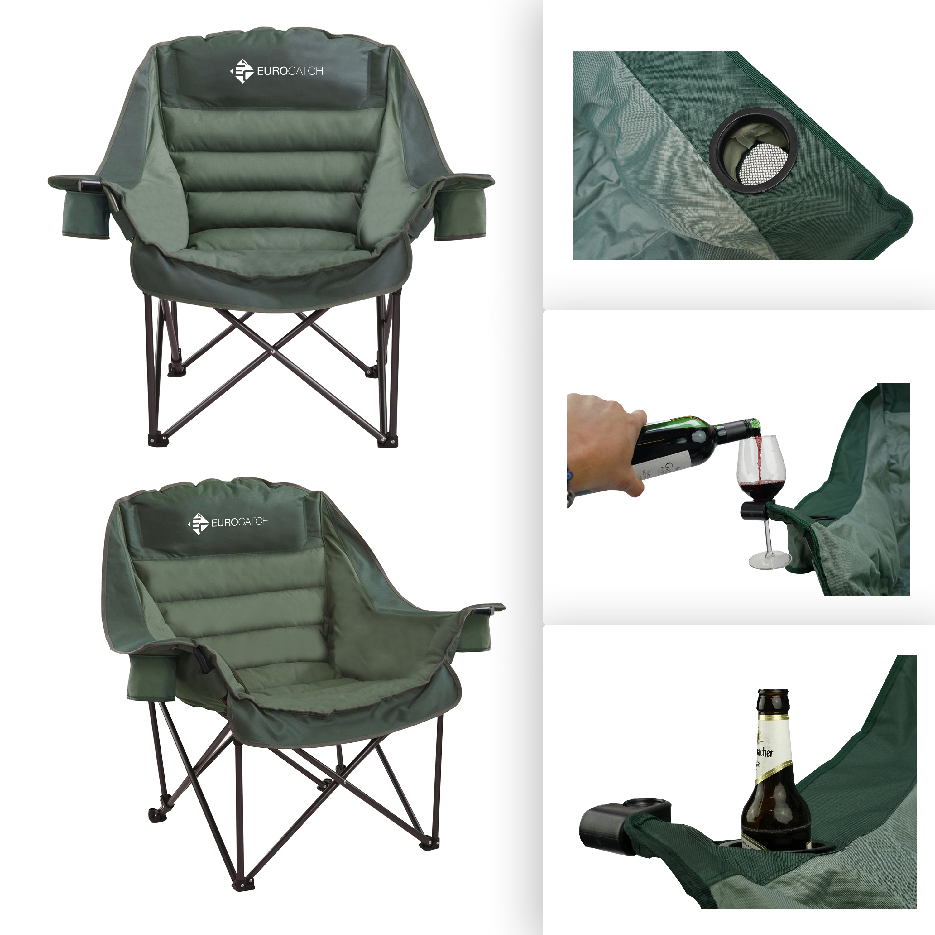 Eurocatch Comfy Club Chair XXL -  Klappbar mit 2 Getränkehaltern 