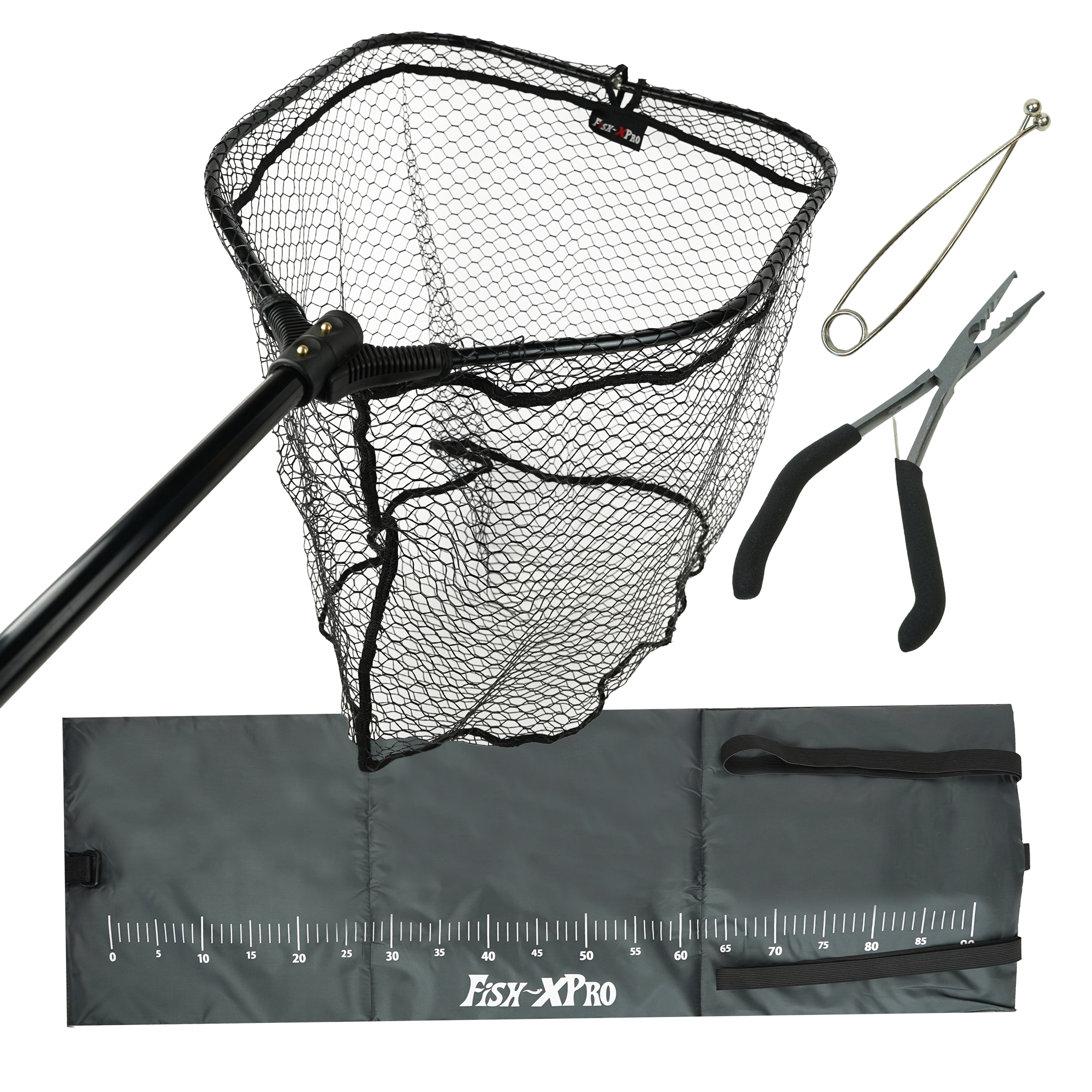 FishXpro Predator Landings Set - Kescher - Abhakmatte - Hakenlöserzange - Maulsperrer - Komplettset