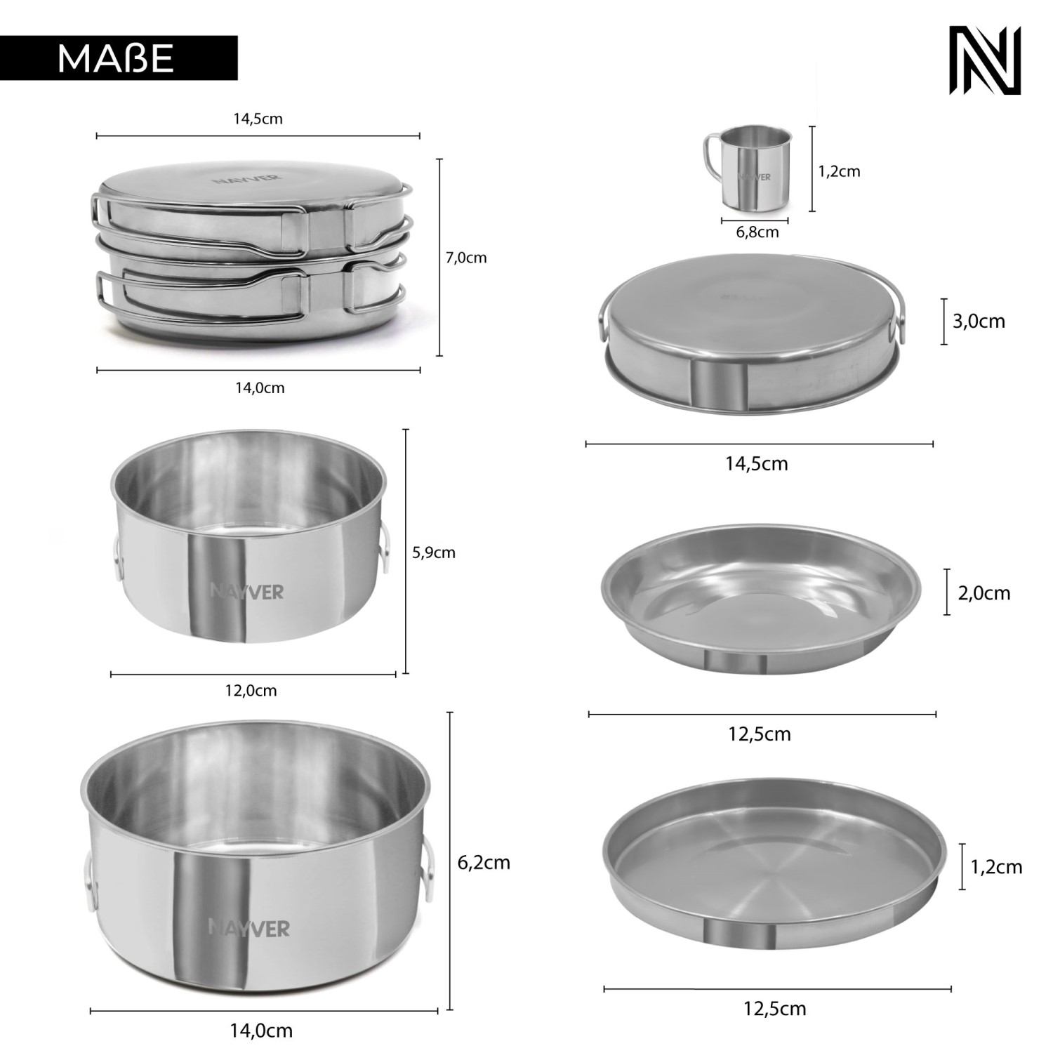 NAYVER Kochset  - Töpfe, Pfannen & Tassen - Outdoor Kochset