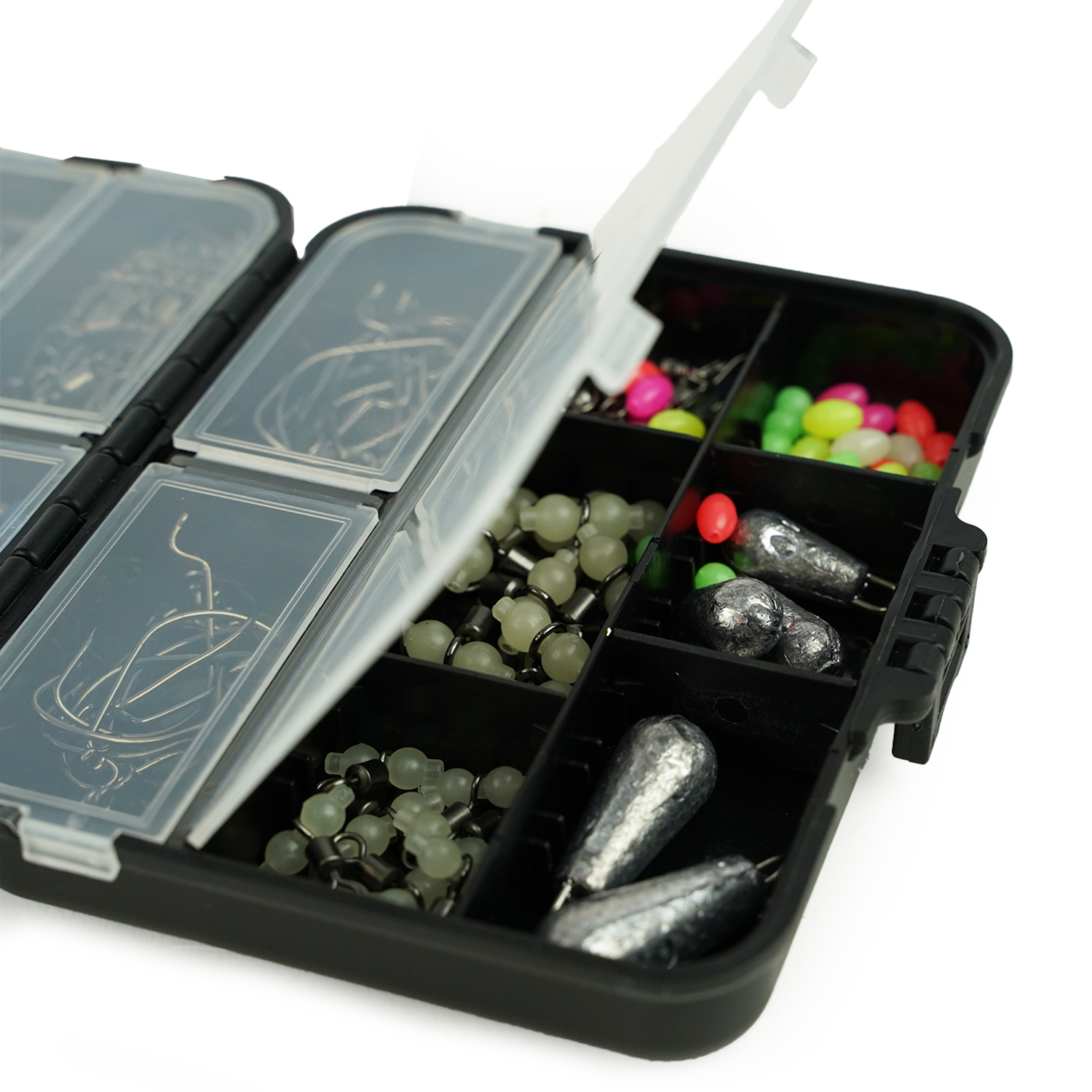 Fish-Xpro Hook&Swivel Set - 177-teilig - Angelhaken - Wirbel - Angelgewichte - inkl. Tacklebox