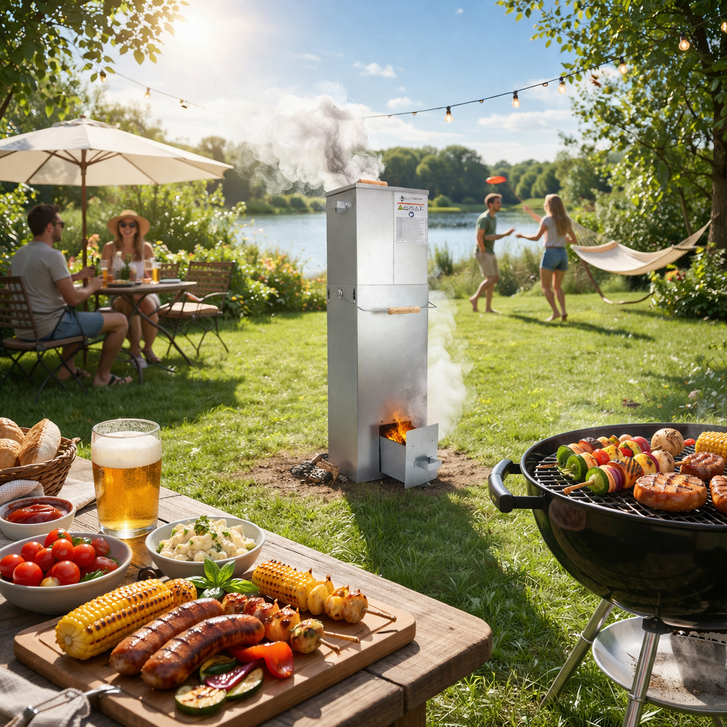 Eurocatch Räucherofen Teleskopisch Eckig – Komplettes Räucherset für Fisch & Fleisch