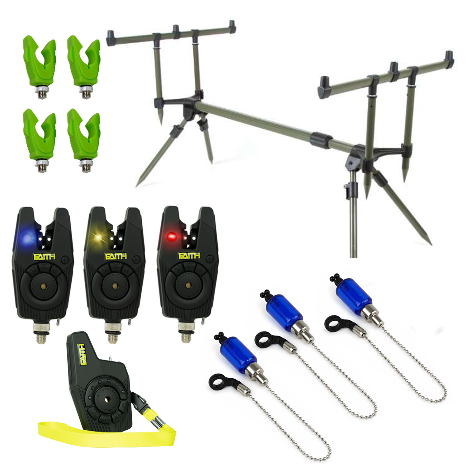 X2 Rodpod - Set - 3 Rod Deluxe - Transformer Rodpod - Inkl. 3 Bissanzeiger - 3 Hanger-