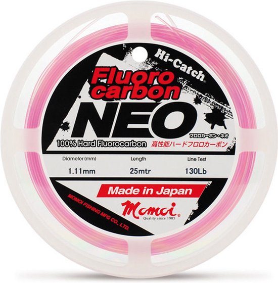 Momoi 100 % Fluorcarbon Leader 25m - 80Lbs - 0.91mm - Roze - Made in Japan
