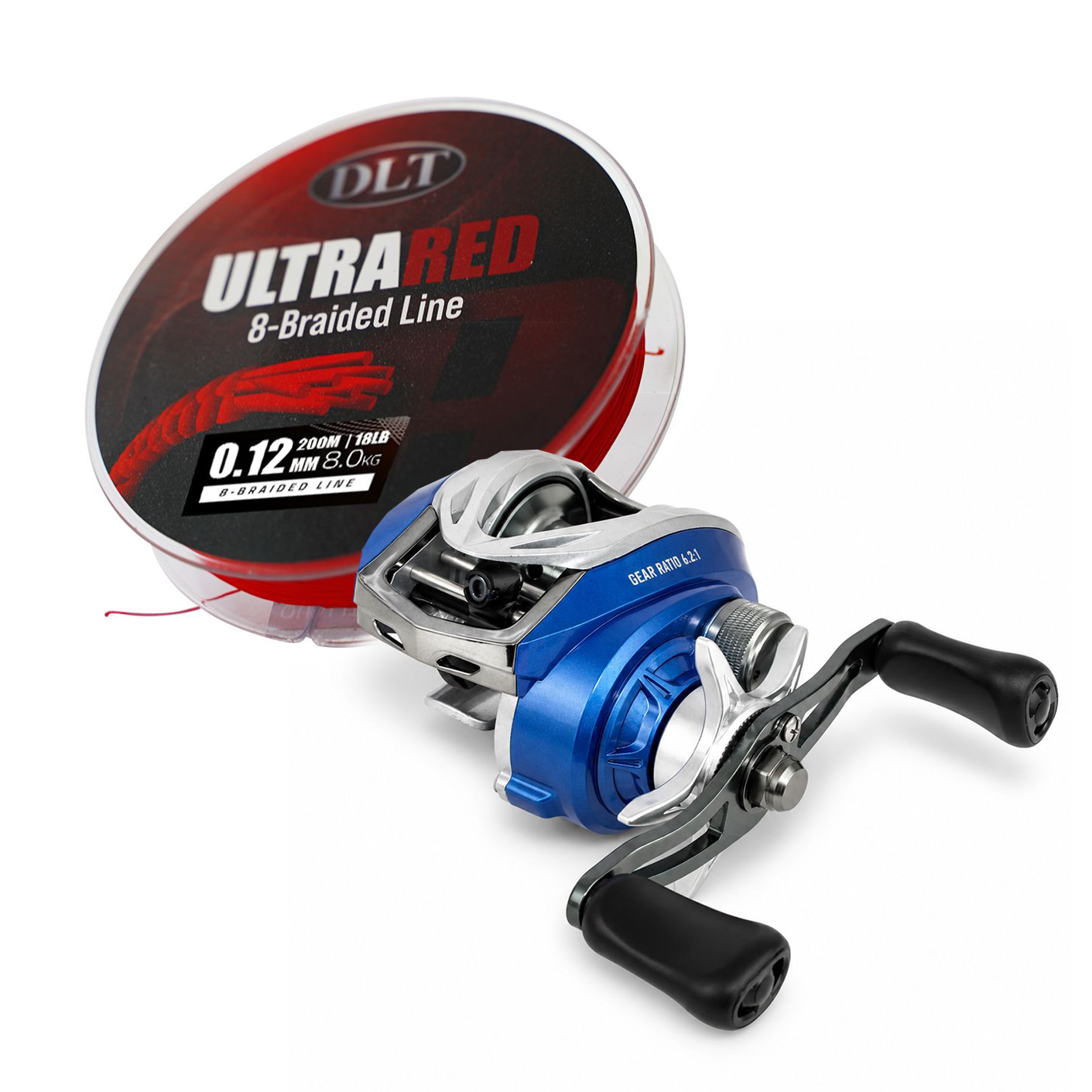 Eurocatch Baitcaster-Set 1,80 m | inkl. 200 m geflochtene Schnur | Rolle + Rute + Schnur
