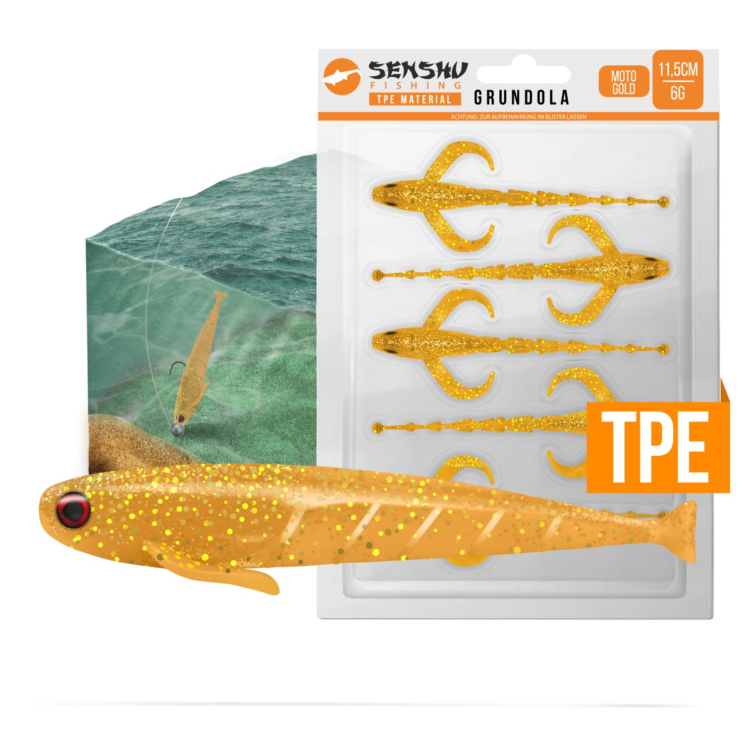 Senshu Gründling 11,5cm - 6g - 5 Stück - Moto Gold
