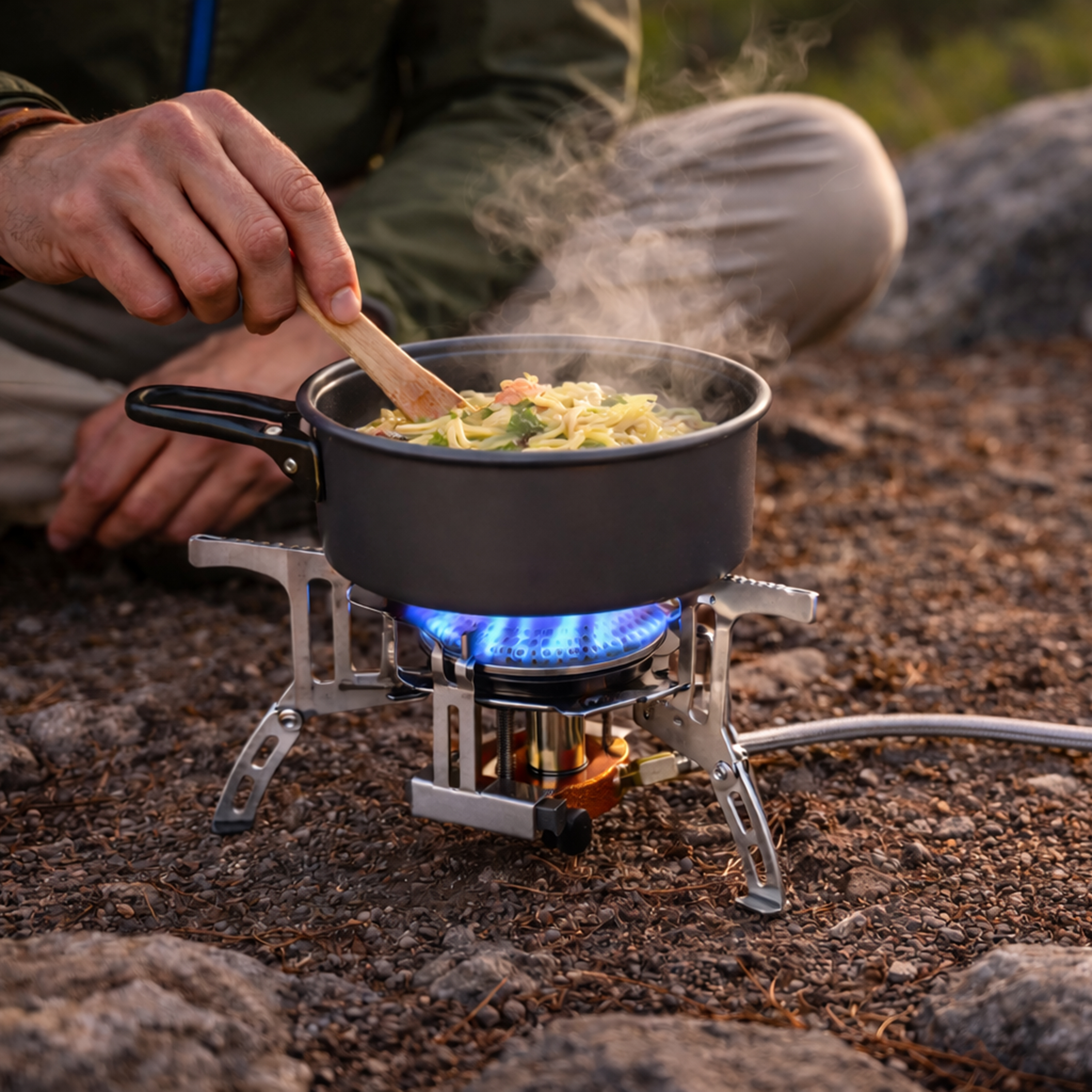 Eurocatch Faltbarer Gaskocher 2200W inkl Adapter - Camping Kocher mit Transportbox