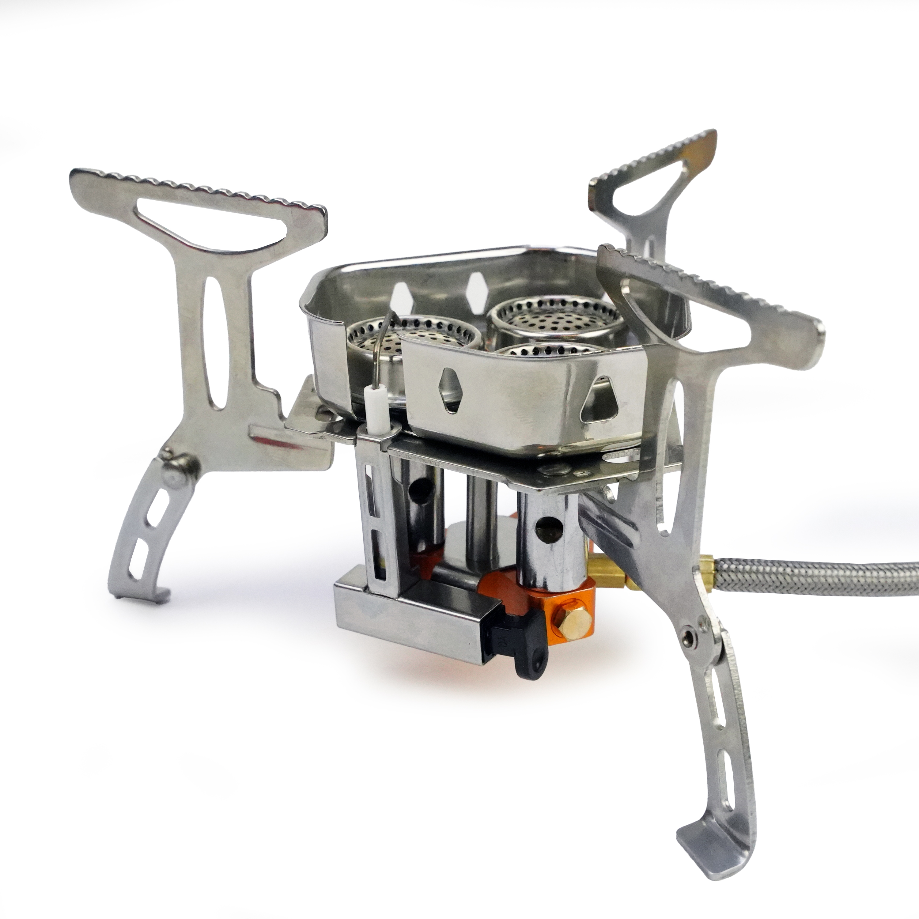 Eurocatch Foldable Gas Burner Turbo 6800W - inkl. 4 Gasdosen - Klappbarer Gaskocher inkl. Adapter und Transportbox