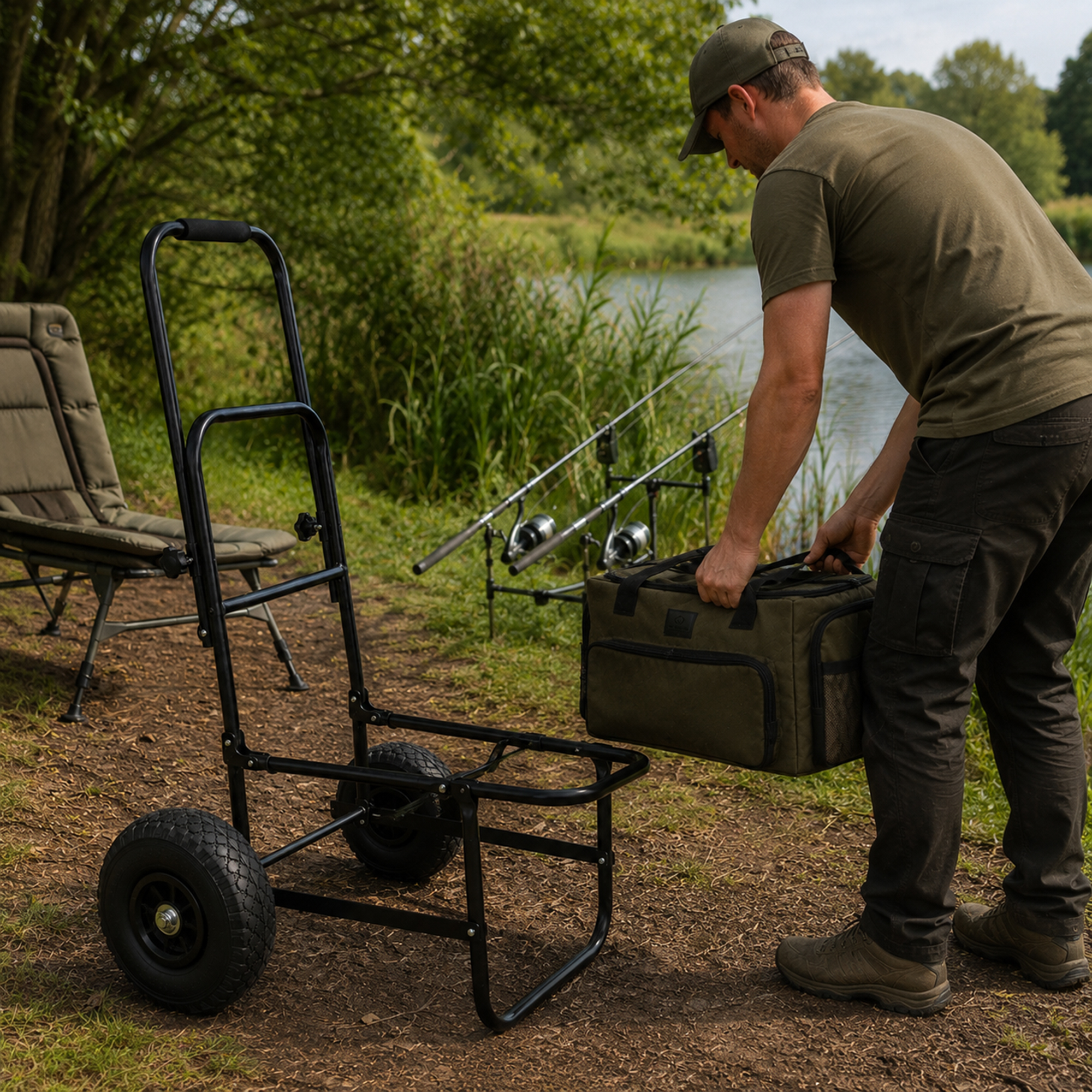 Eurocatch Transportwagen mit ausziehbarem Griff - Trolley - Strandwagen