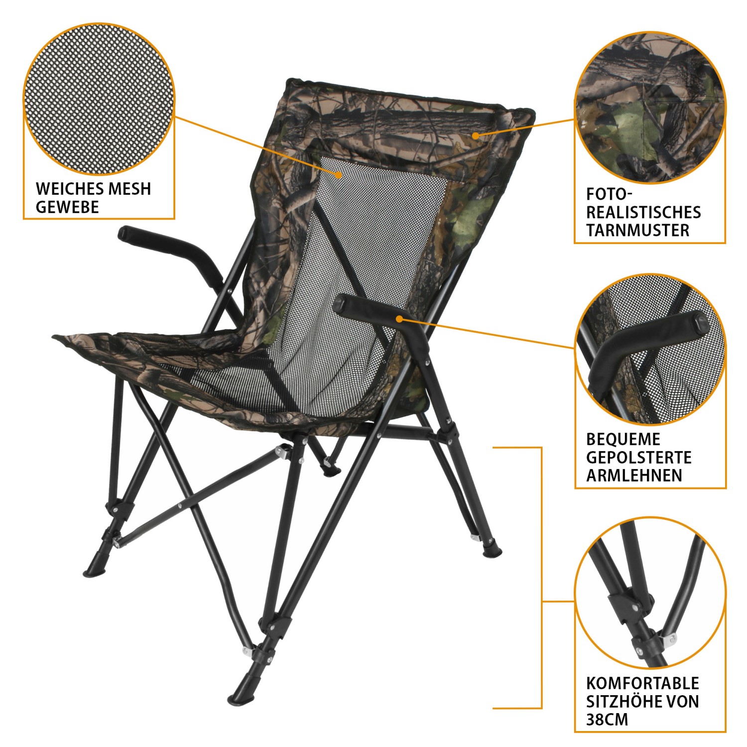 Eurocatch Camou Mesh High-Back chair Klappstuhl