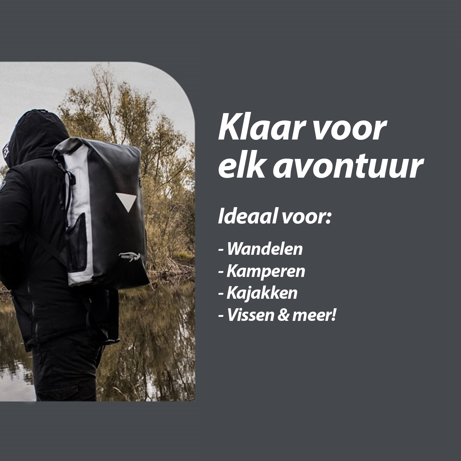 Legendfossil - Tarpaulin Rucksack Chookie Black-Grey - 23L - Waterdicht - Rugzak - Backpack - Rugtas - Zwart - Grijs