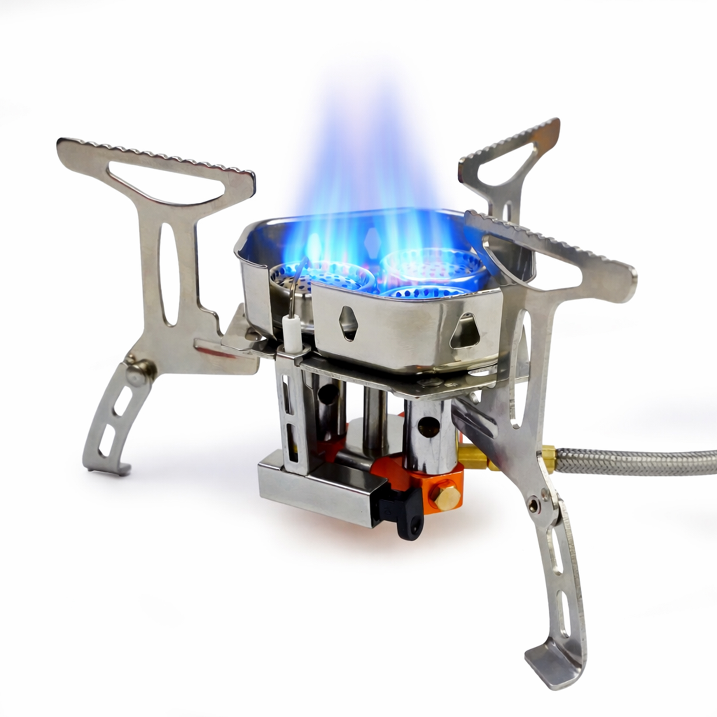 Eurocatch Foldable Gas Burner Turbo 6800W - inkl. 4 Gasdosen - Klappbarer Gaskocher inkl. Adapter und Transportbox