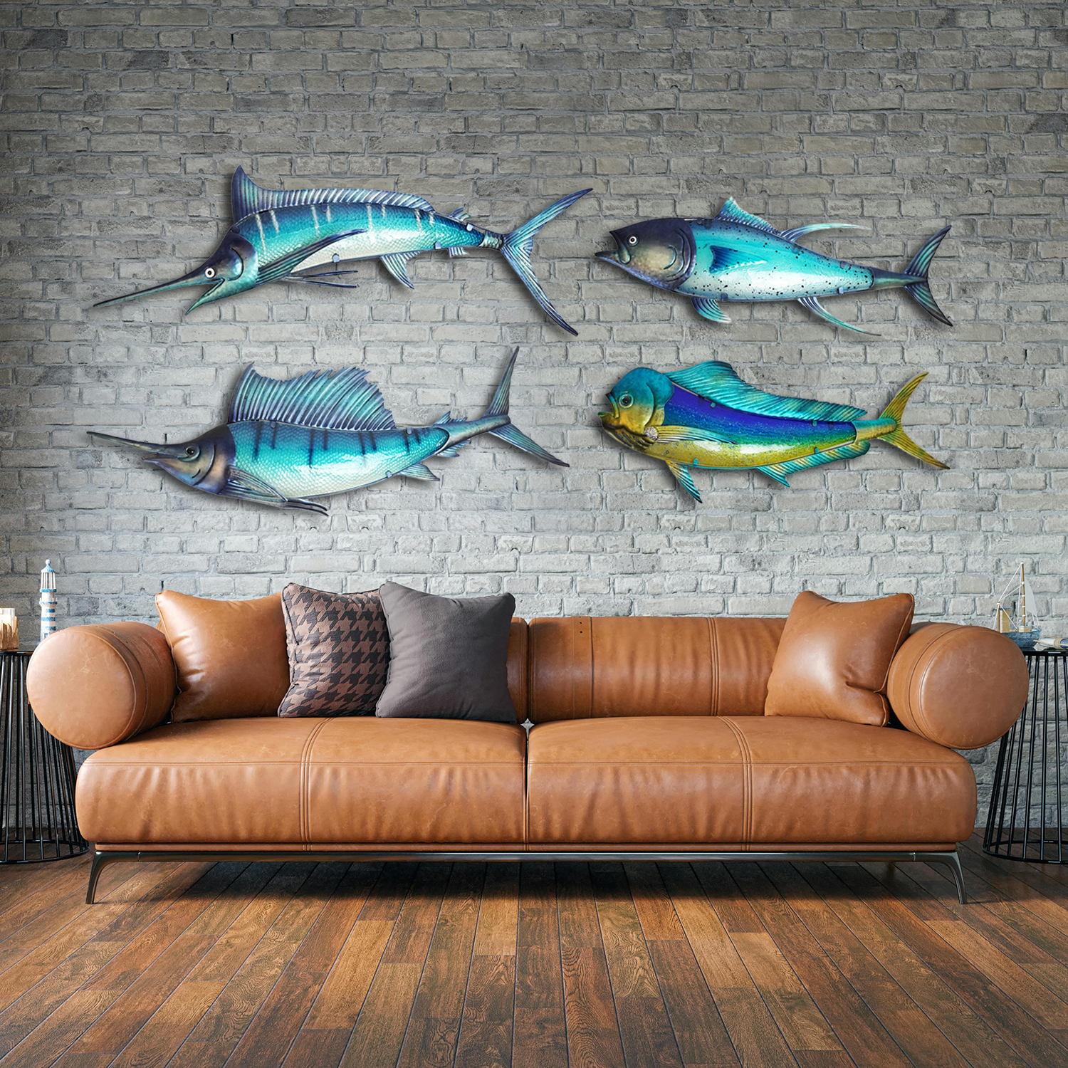 Eurocatch  Marlijn Wanddecoratie - 95cm  - 3-D  Metaal en Glas  - kunst -Cadeau Tip