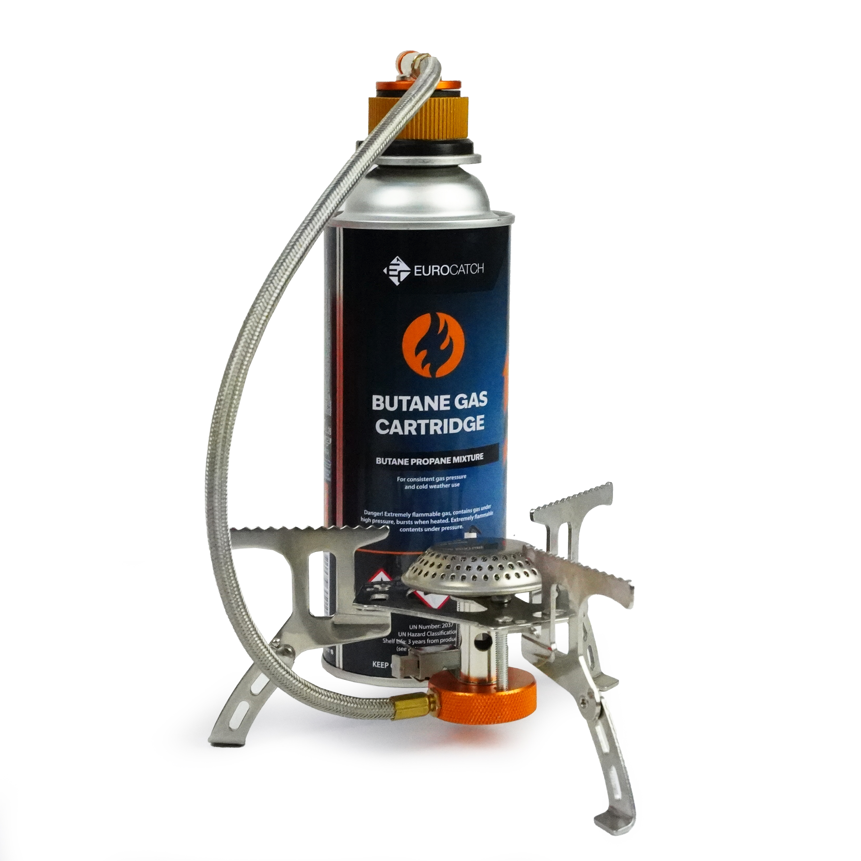 Eurocatch Faltbarer Gaskocher 2200W inkl Adapter - Camping Kocher mit Transportbox