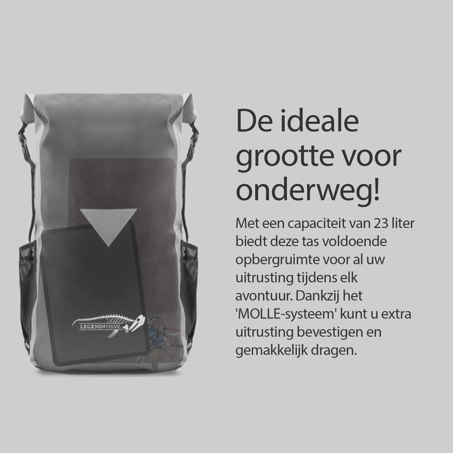 Legendfossil - Tarpaulin Rucksack Chookie Black-Grey - 23L - Waterdicht - Rugzak - Backpack - Rugtas - Zwart - Grijs