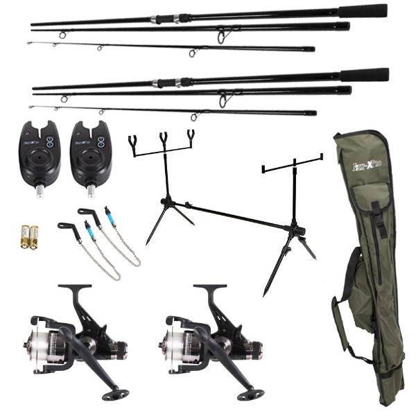 Traxis Carp Set - Starter Set - Karpfenangeln - Ruten - Rollen - Angelstuhl - Kescher - Abhakmatte - Rod Pod - Bissanzeiger - Unterstand